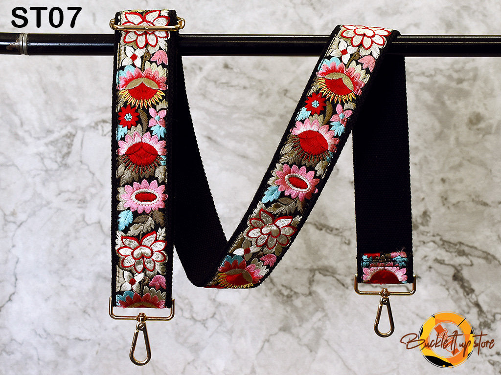 Embroidered Purse Strap Crossbody Strap for Purses Boho Bags Strap Embroidery Replacement Strap Boho Guitar Strap Handbag Strap gift for her