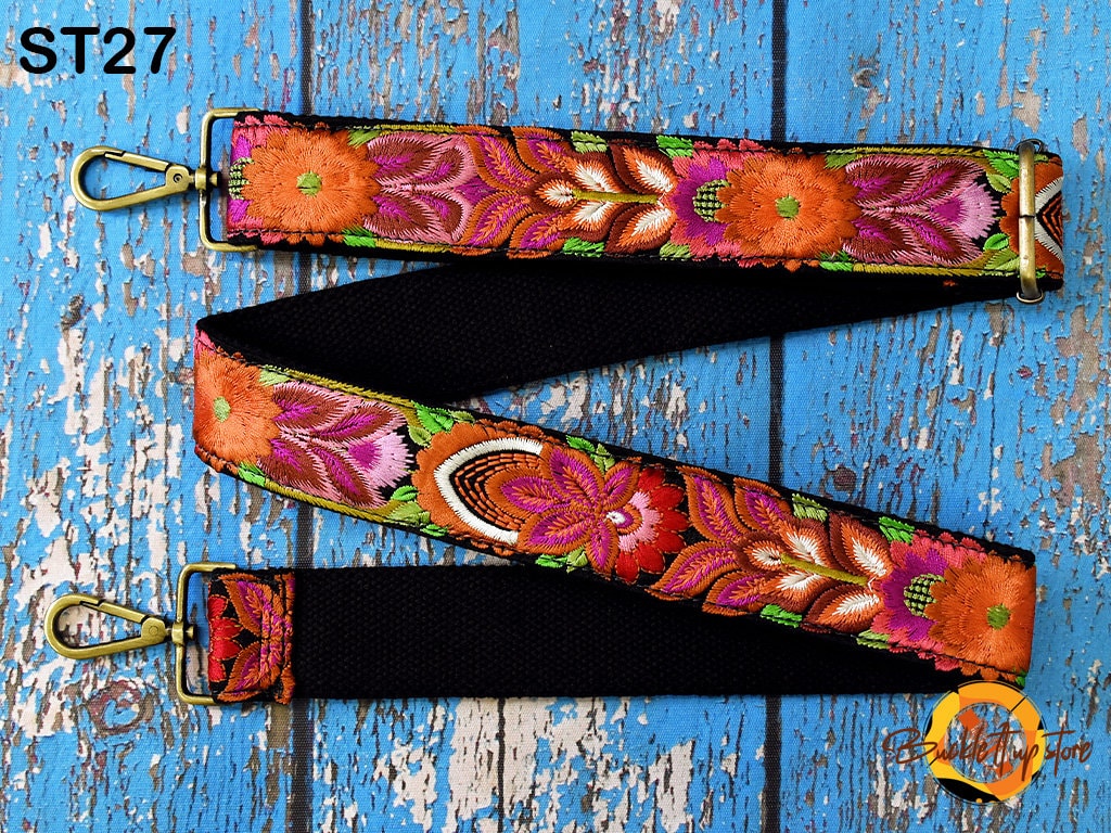 Embroidered Purse Strap Crossbody Strap for Purses Boho Bags Strap Embroidery Replacement Strap Boho Guitar Strap Handbag Strap gift for her