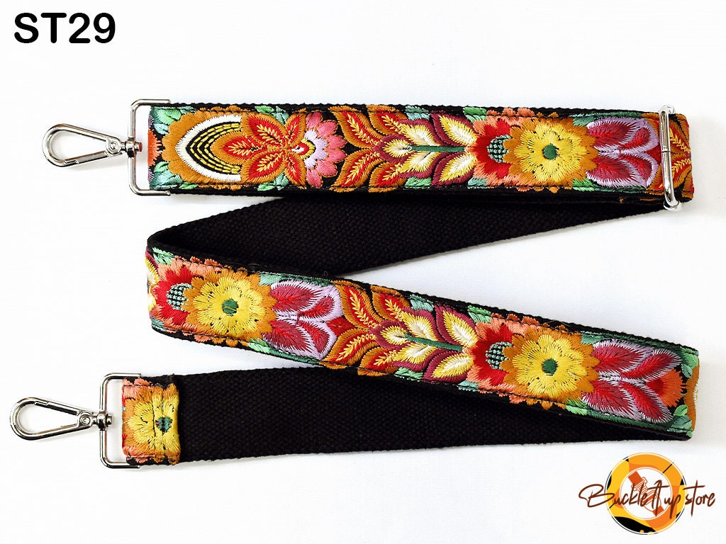 Embroidered Purse Strap Crossbody Strap for Purses Boho Bags Strap Embroidery Replacement Strap Boho Guitar Strap Handbag Strap gift for her