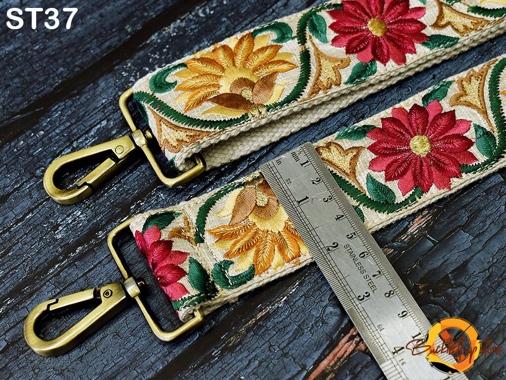 Embroidered Purse Strap Crossbody Strap for Purses Handbag Boho Bag Strap Floral Embroidery Replacement Strap Boho Guitar Strap Gift for her