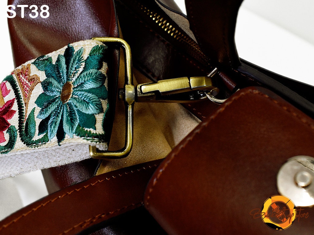 Floral Soft Embroidered Purse Strap Crossbody Strap Handbag Boho Bag Strap Embroidery Replacement Strap Boho Guitar Strap - Buckle it up Store