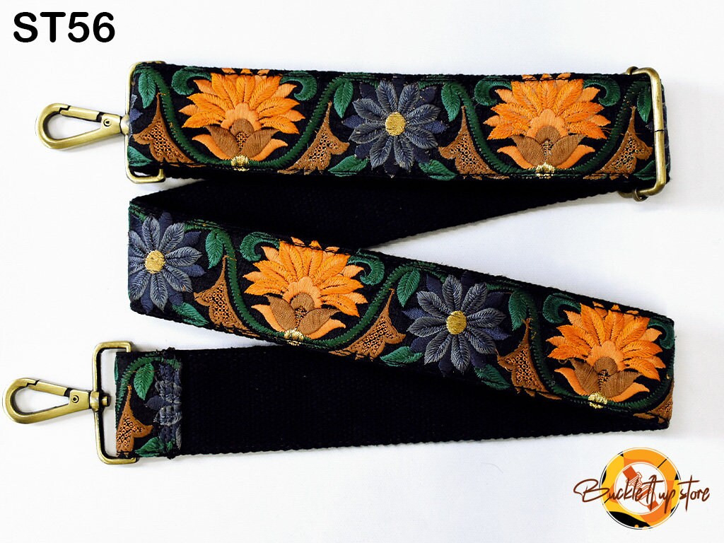 Embroidery Replacement Strap Purse Strap Crossbody Strap for Purses Embroidered Boho Bags Strap Boho Guitar Strap Handbag Strap gift for her