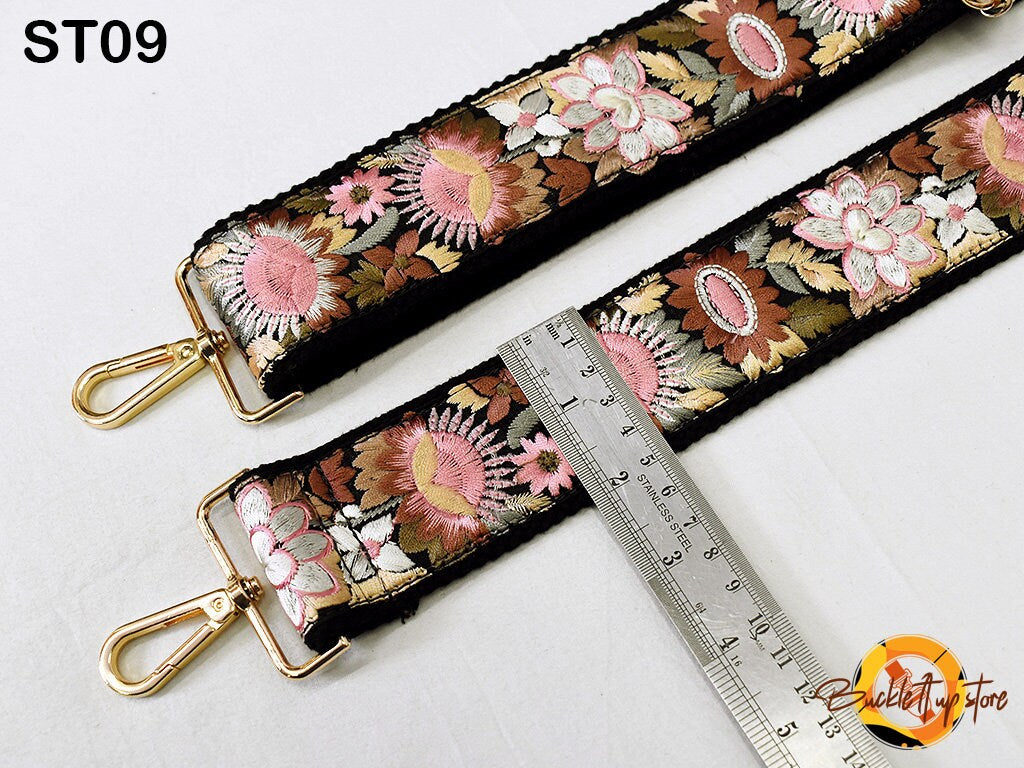 Embroidered Purse Strap Crossbody Strap for Purses Boho Bags Strap Embroidery Replacement Strap Boho Guitar Strap Handbag Strap gift for her