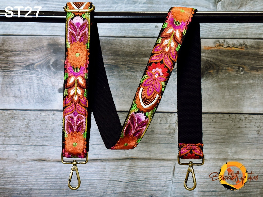 Embroidered Purse Strap Crossbody Strap for Purses Boho Bags Strap Embroidery Replacement Strap Boho Guitar Strap Handbag Strap gift for her