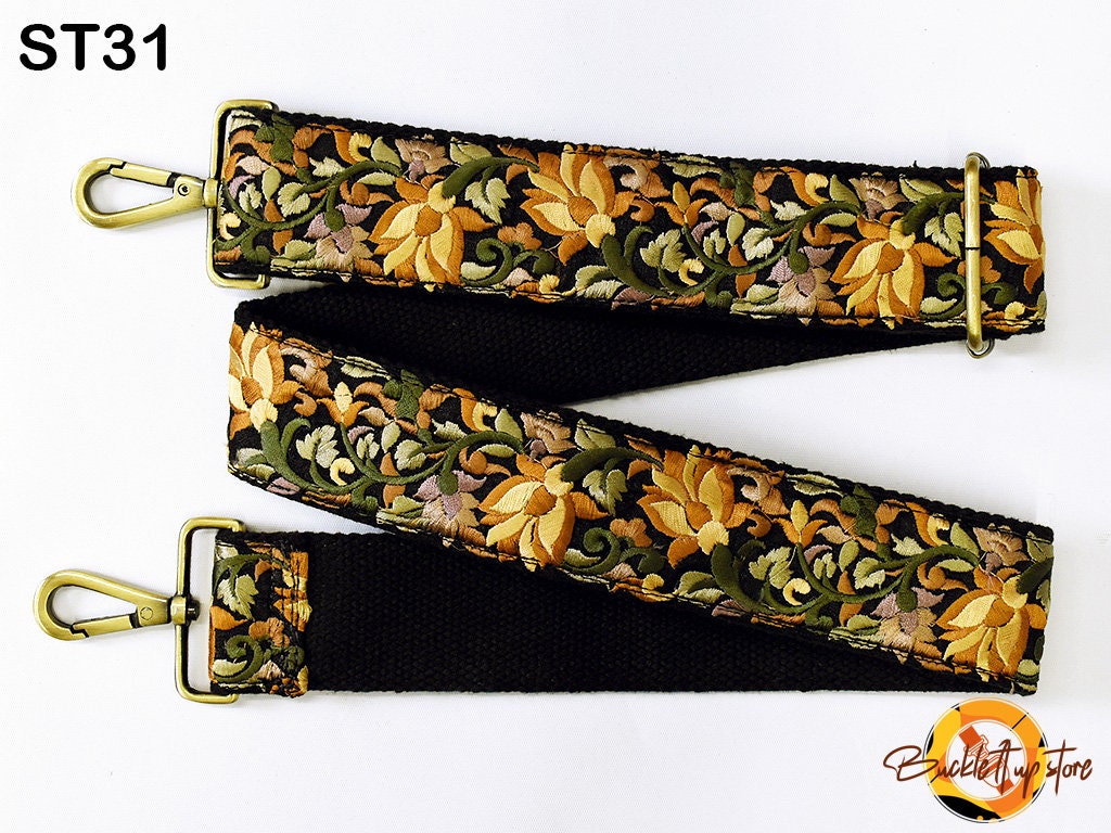 Strap Replacement - Embroidery Replacement Strap Purse Strap Crossbody Strap for Purses Embroidered Boho Bags Strap Boho Guitar Strap Handbag Strap gift for her