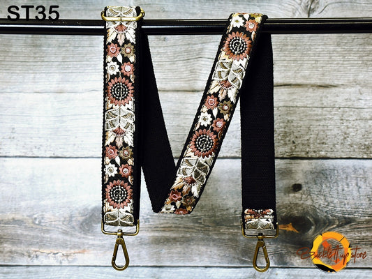 Embroidery Replacement Strap Purse Strap Boho Crossbody Strap for Tote Bags Messenger Handbag Strap Embroidered Guitar Strap Gift for Sister