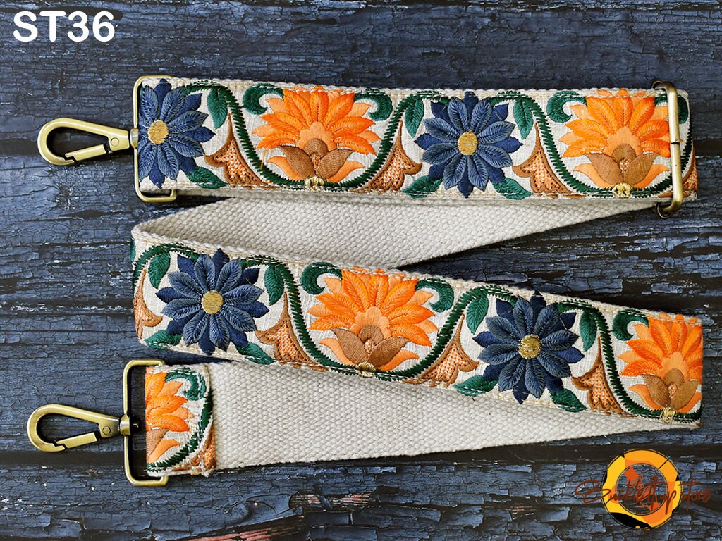 Embroidered Purse Strap Crossbody Strap for Purses Boho Bage Strap Embroidery Replacement Strap Boho Guitar Strap Handbag Strap gift for her