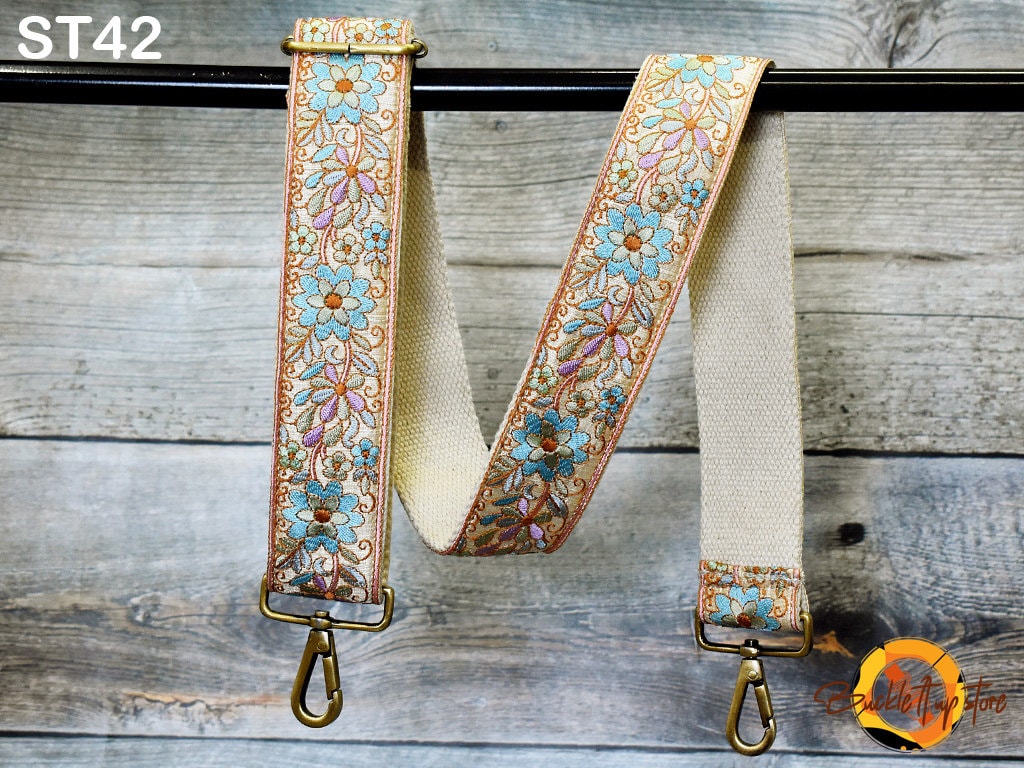 Embroidery Replacement Strap Purse Strap Crossbody Strap for Purses Embroidered Boho Bags Strap Boho Guitar Strap Handbag Strap gift for her