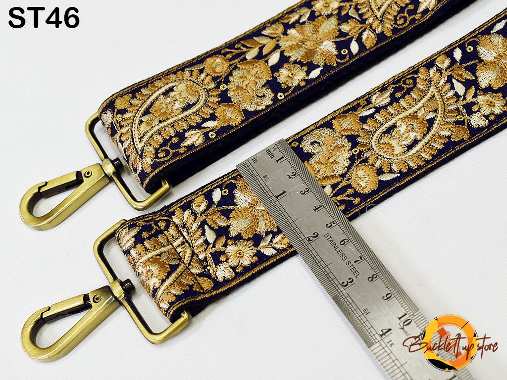 EEmbroidered Purse Strap Crossbody Strap for Purses Handbag Boho Bag Strap Floral Embroidery Replacement Strap Boho Guitar Strap Gift for her - Buckle It Up Store