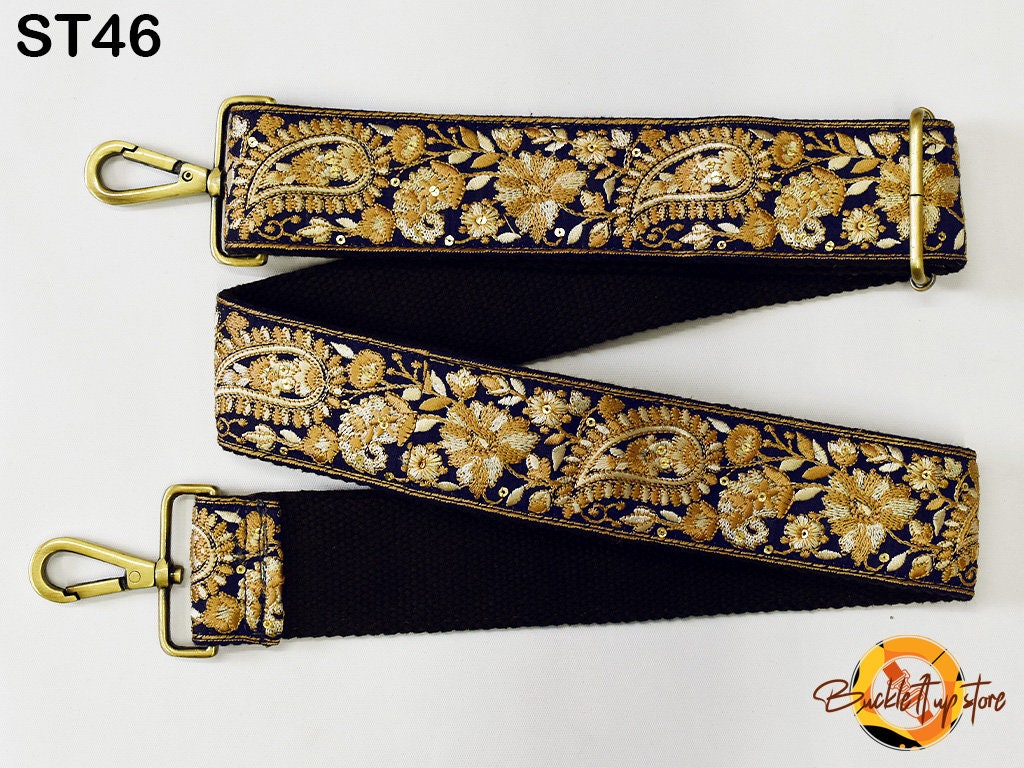 Embroidered Purse Strap Crossbody Strap for Purses Handbag Boho Bag Strap Floral Embroidery Replacement Strap Boho Guitar Strap Gift for her - Buckle It Up Store