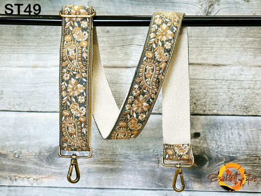 Embroidered Purse Strap Crossbody Strap for Purses Handbag Boho Bag Strap Floral Embroidery Replacement Strap Boho Guitar Strap Gift for her
