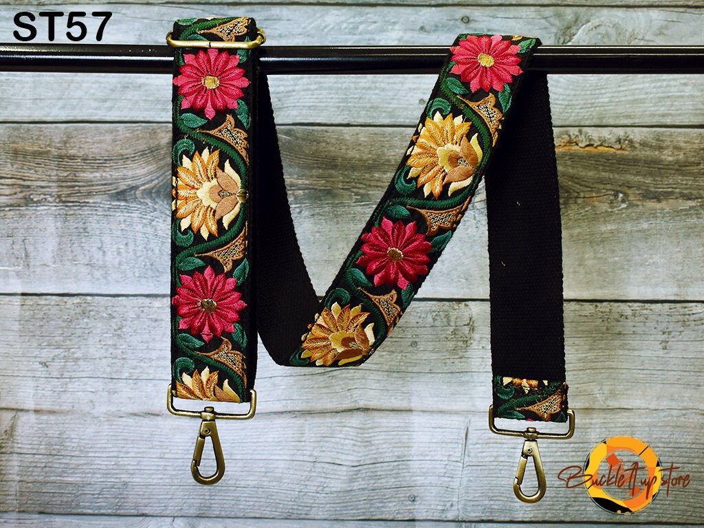 Embroidery Replacement Strap Purse Strap Crossbody Strap for Purses Embroidered Boho Bags Strap Boho Guitar Strap Handbag Strap gift for her