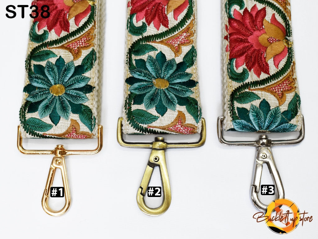 Floral Soft Embroidered Purse Strap Crossbody Strap Handbag Boho Bag Strap Embroidery Replacement Strap Boho Guitar Strap - Buckle it up Store