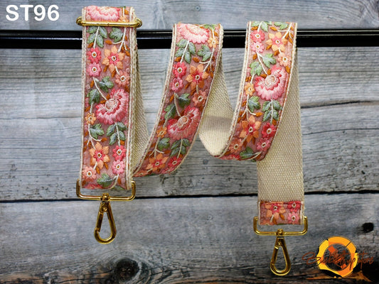 Embroidered Purse Strap Crossbody Strap for Purses Handbag Boho Bag Strap Floral Embroidery Replacement Strap Boho Guitar Strap Gift for her