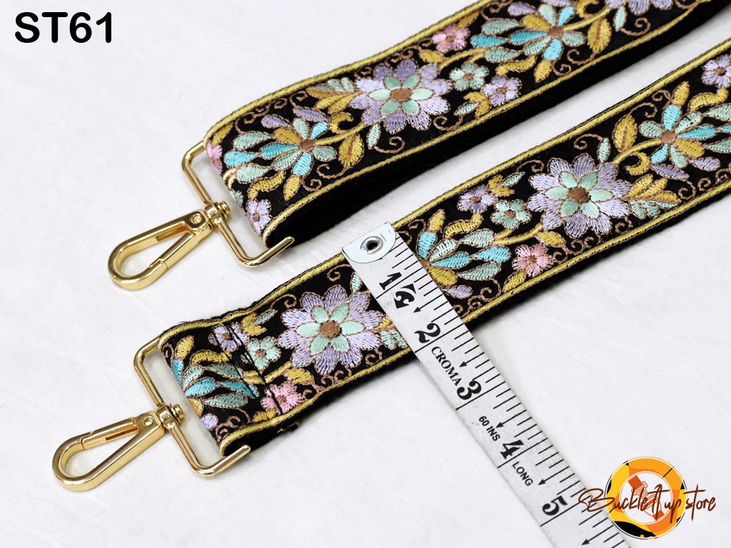 Shoulder Bag Strap, Embroidery Replacement Strap Purse Strap Crossbody Strap for Purses Embroidered Boho Bags Strap Boho Guitar Strap Handbag Strap gift for her