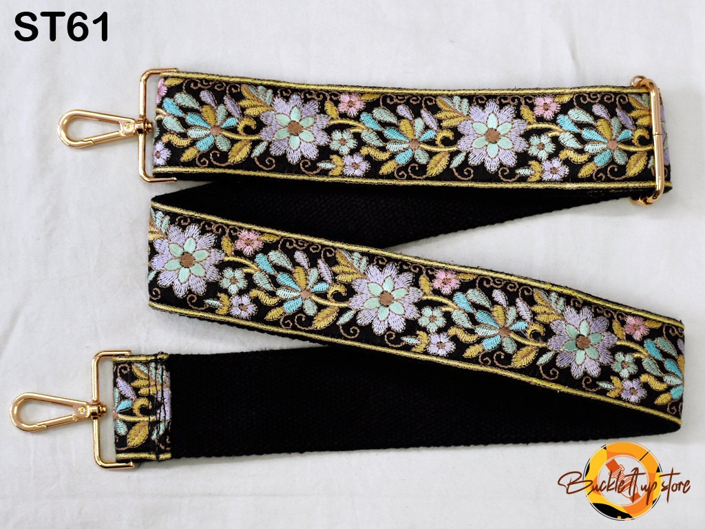 Shoulder Bag Strap, Embroidery Replacement Strap Purse Strap Crossbody Strap for Purses Embroidered Boho Bags Strap Boho Guitar Strap Handbag Strap gift for her
