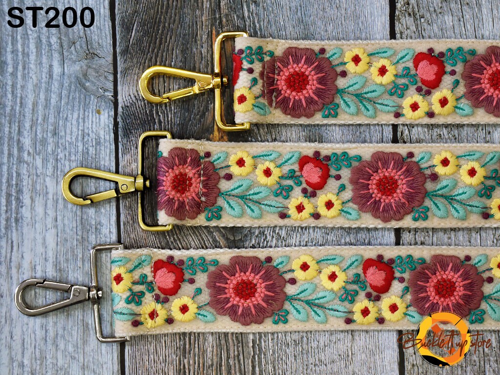Gift for Friend Replacement Handbag Boho Bag Strap Embroidered Camera Strap Crossbody Strap for Purses Embroidery Adjustable Guitar Strap