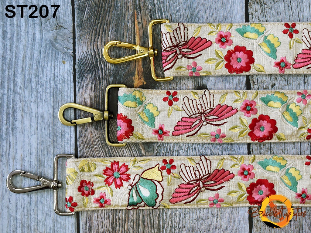 Embroidery Adjustable Bag Strap for Cameras, Crossbody Strap for Purses Embroidered Handbag Boho Bag Strap Replacement Strap Guitar Strap Gift for her