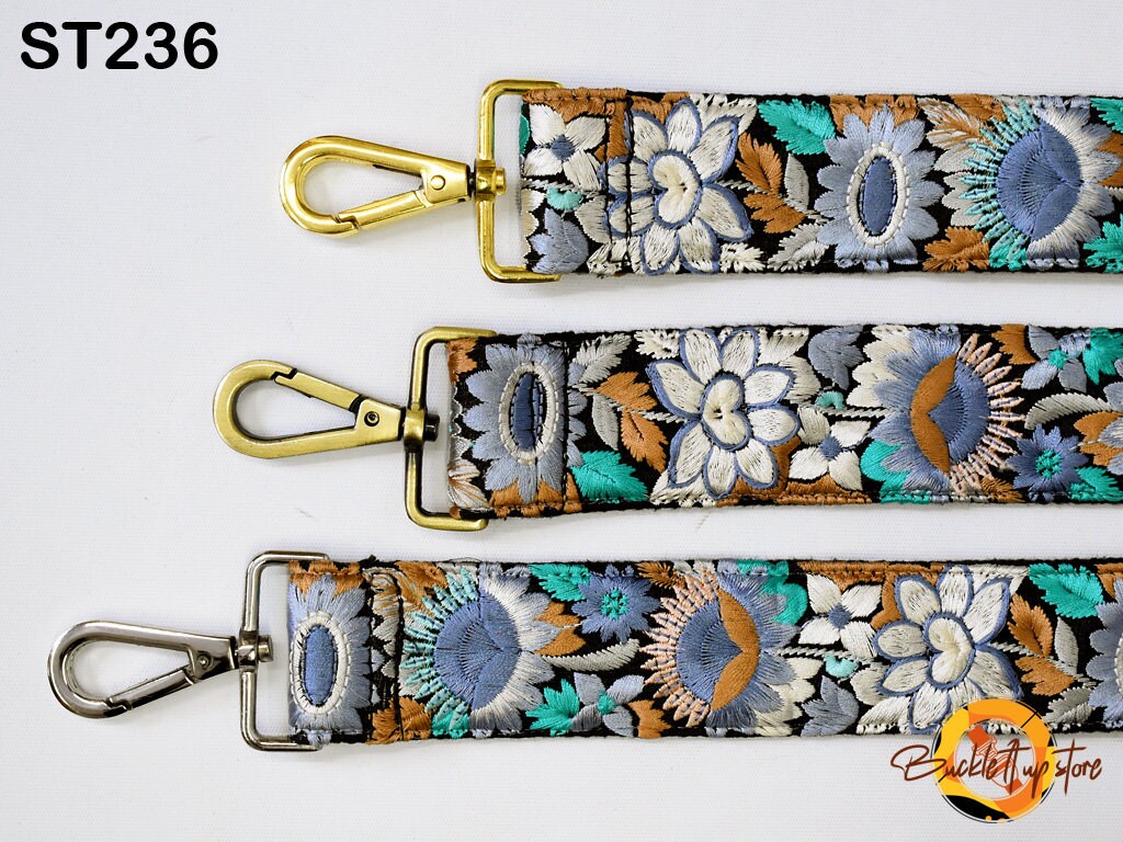 Embroidered Detachable Guitar Strap Crossbody Strap for Purses Bags Embroidery Replacement Messenger Strap Boho Tote Handbag Strap Gift Mom