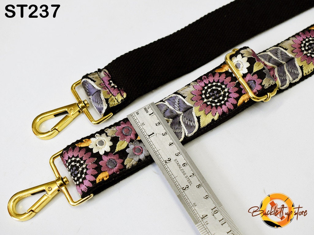 Embroidered Detachable Guitar Strap Gift Mom Crossbody Strap for Purses Bags Embroidery Replacement Messenger Strap Boho Tote Handbag Strap