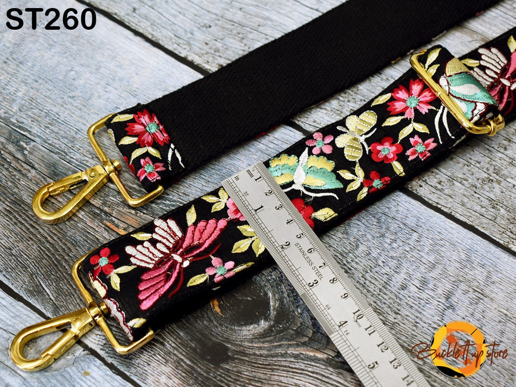 Embroidery Adjustable Camera Strap Crossbody Strap for Purses Embroidered Handbag Boho Bag Strap Replacement Strap Guitar Strap Gift for her