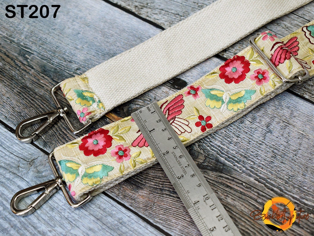 Embroidery Adjustable Bag Strap for Cameras, Crossbody Strap for Purses Embroidered Handbag Boho Bag Strap Replacement Strap Guitar Strap Gift for her