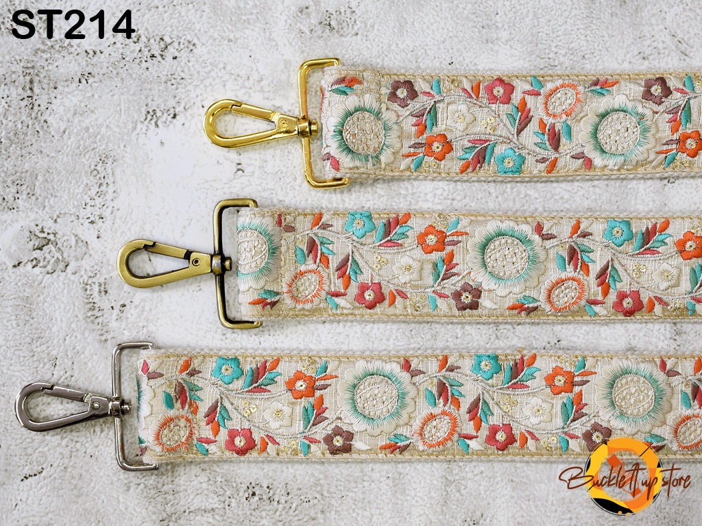 Embroidered Sling Bag Strap Crossbody Strap Purses Handbag Boho Bag Strap Floral Embroidery Replacement Strap Boho Guitar Strap Gift for her