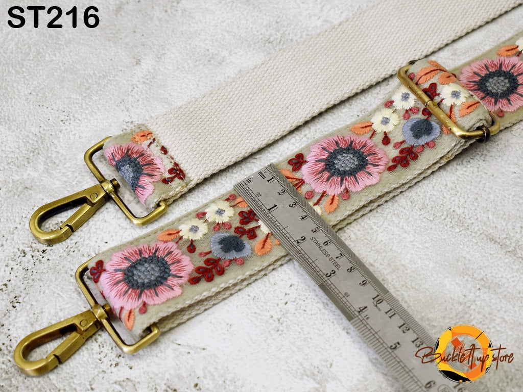 Replacement Handbag Strap Gift for Friend Embroidered Camera Strap Crossbody Boho Strap for Purses Bag Embroidery Detachable Guitar Strap