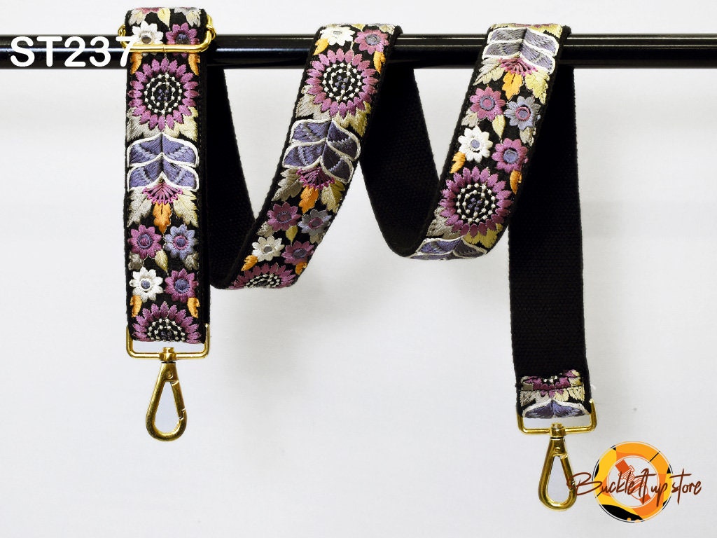 Embroidered Detachable Guitar Strap Gift Mom Crossbody Strap for Purses Bags Embroidery Replacement Messenger Strap Boho Tote Handbag Strap