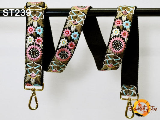 Embroidered Purse Strap Crossbody Strap for Purses Boho Bags Strap Embroidery Replacement Strap Boho Guitar Strap Handbag Strap gift for her
