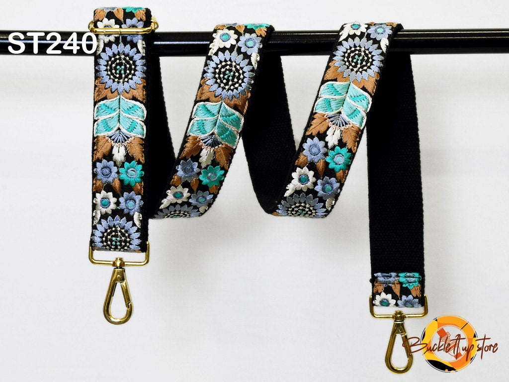 Replacement Guitar Strap Gift Friend Embroidered Purse Strap Boho Crossbody Strap for Purses Messenger Bag Embroidery Custom Handbag Strap - Buckle it up Store