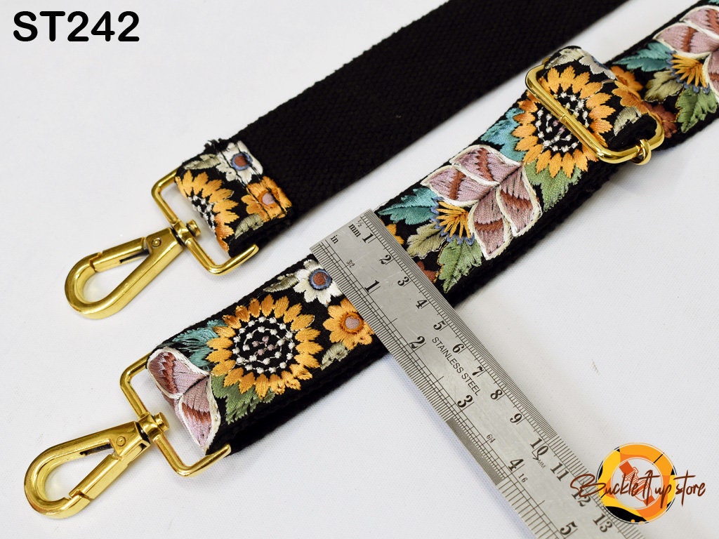 Embroidered Purse Replacement Strap Crossbody Strap for Purses Boho Bags Strap Embroidery Strap Boho Guitar Strap Handbag Strap gift for her