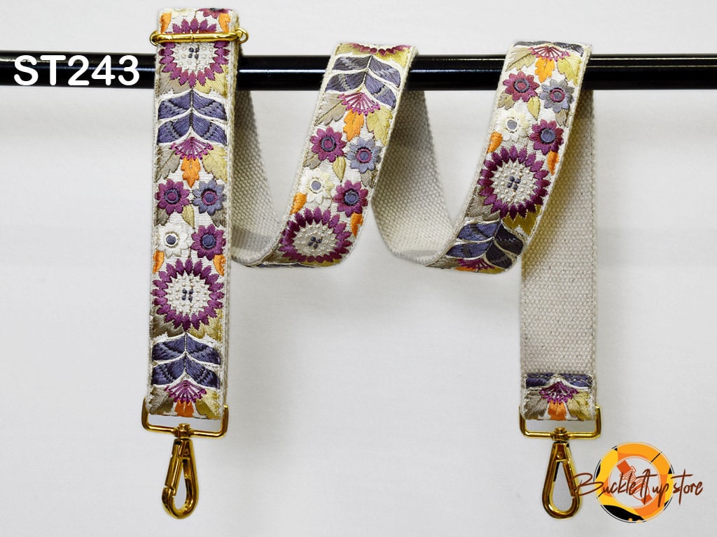 Embroidered Purse Strap Crossbody Strap for Purses Boho Bags Strap Embroidery Replacement Strap Boho Guitar Strap Handbag Strap gift for her