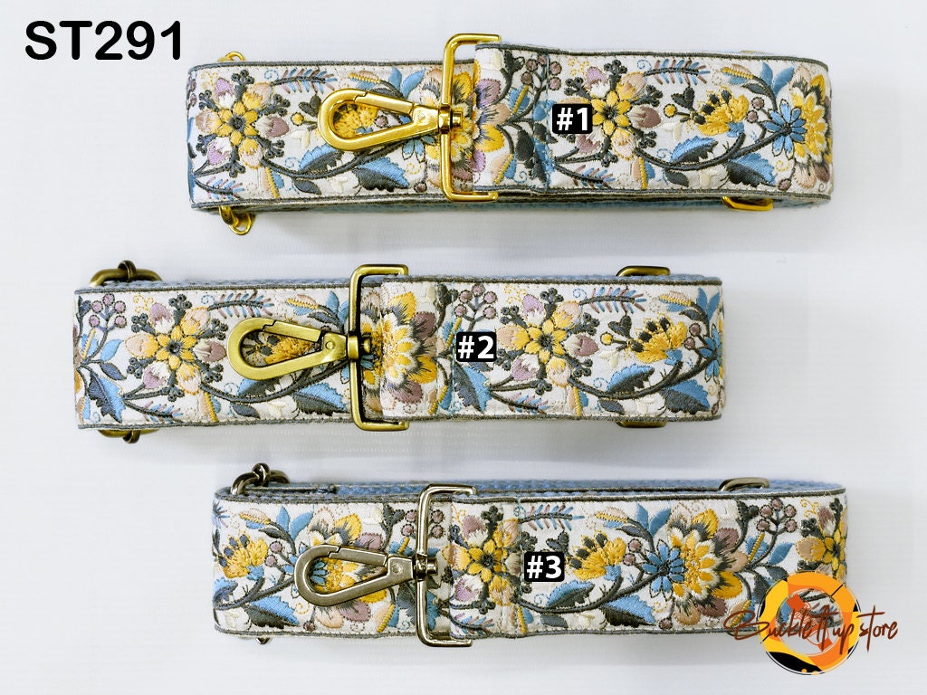 Blue Embroidery Replacement Purse Strap Crossbody Strap for Purses Floral Embroidered Bag Strap Boho Guitar Strap Handbag Strap Gift for her