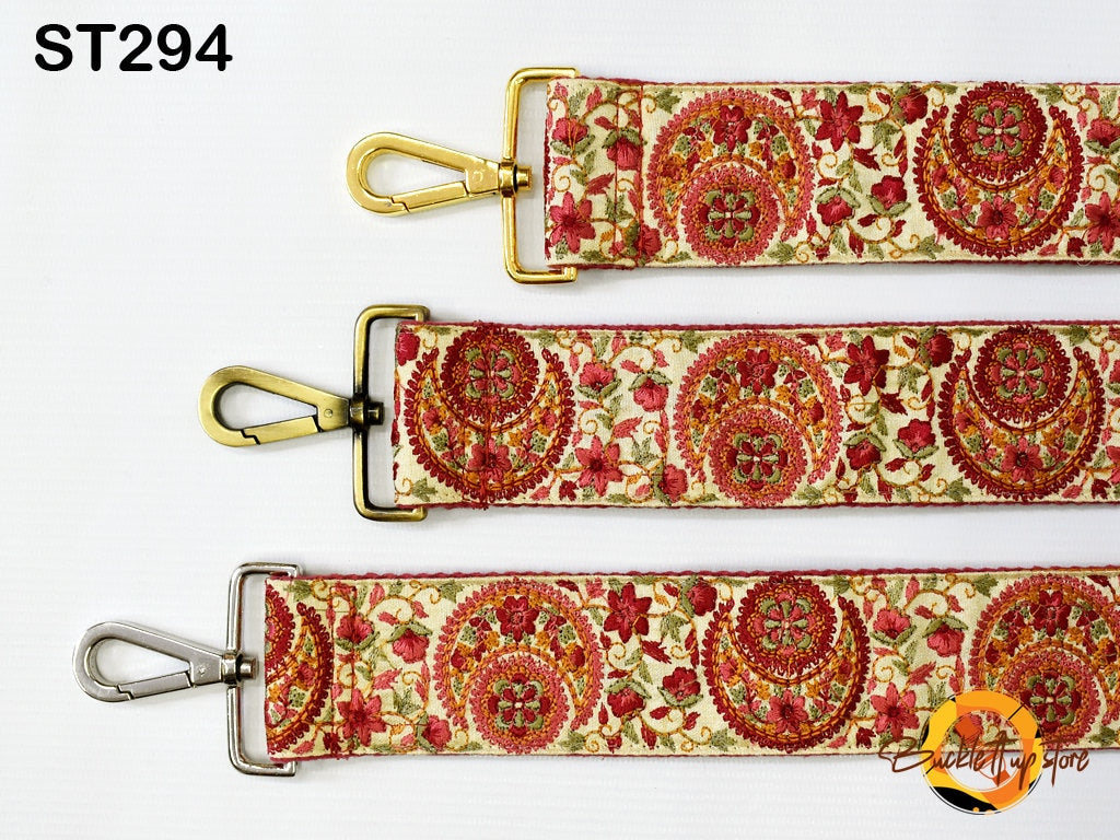 Maroon Embroidery Replacement Purse Strap Crossbody Strap for Purses Embroidered Boho Bag Strap Boho Guitar Strap Handbag Strap Gift for her