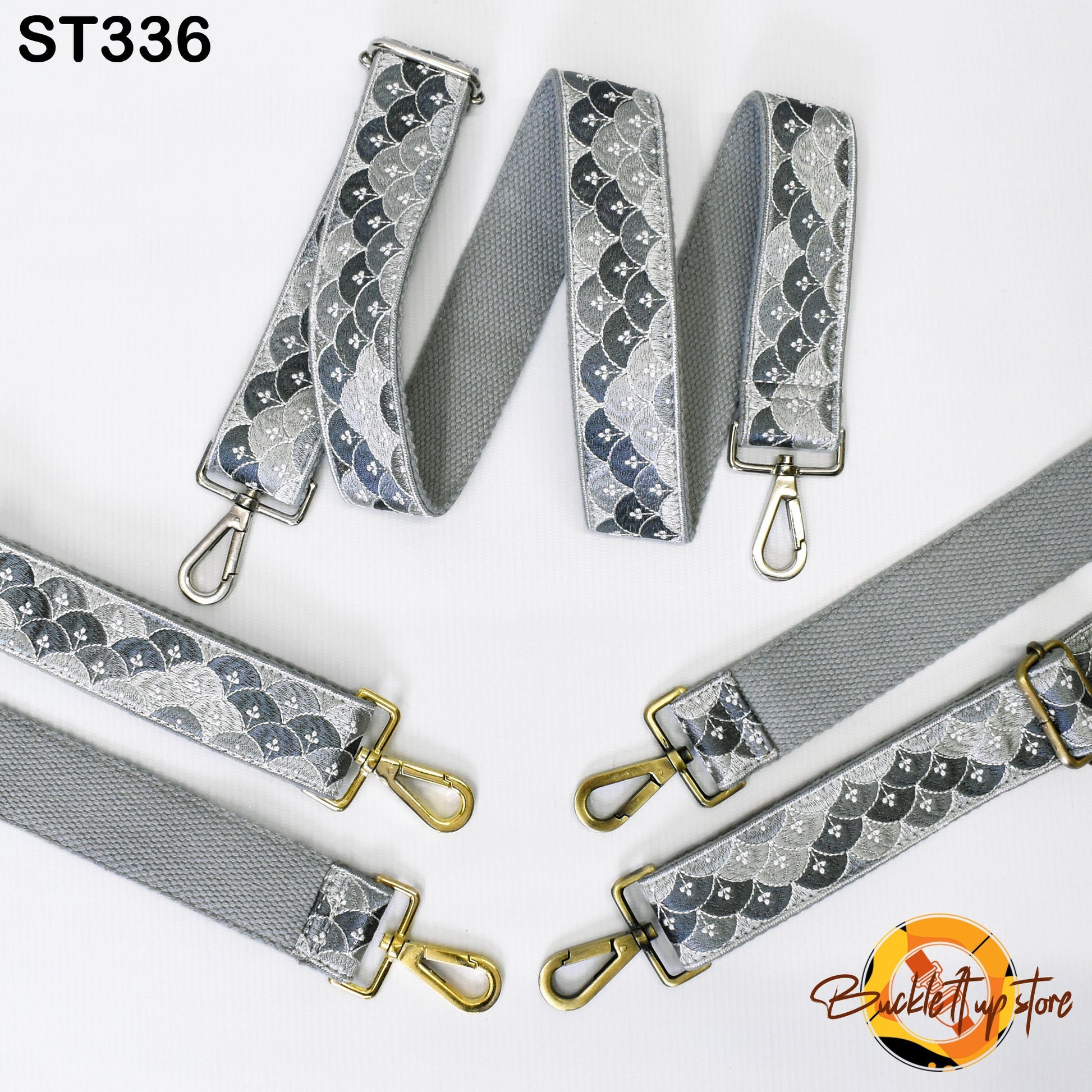 Grey Embroidered Purse Strap Crossbody Strap for Purses Handbag Boho Bag Strap Embroidery Replacement Strap Boho Guitar Strap Gift for her