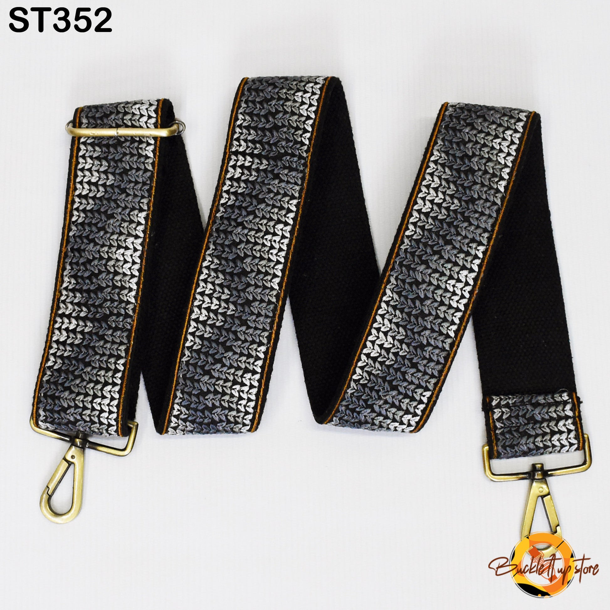 Grey Embroidery Replacement Purse Strap Crossbody Strap for Purses Floral Embroidered Bag Strap Boho Guitar Strap Handbag Strap Gift for her