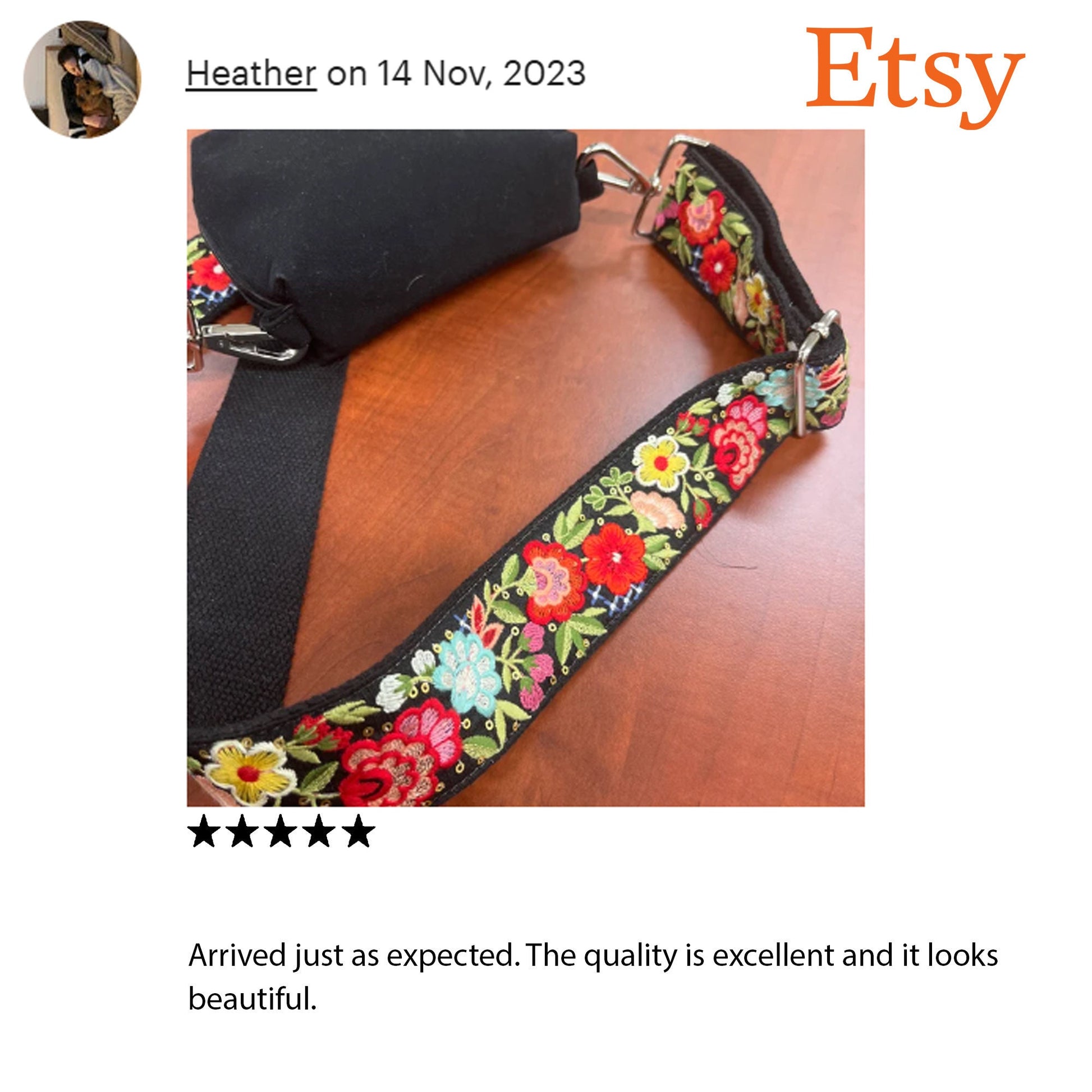 Embroidered Camera Strap Crossbody Strap for Purses Adjustable Handbag Boho Bag Strap Embroidery Replacement Strap Guitar Strap Gift for her