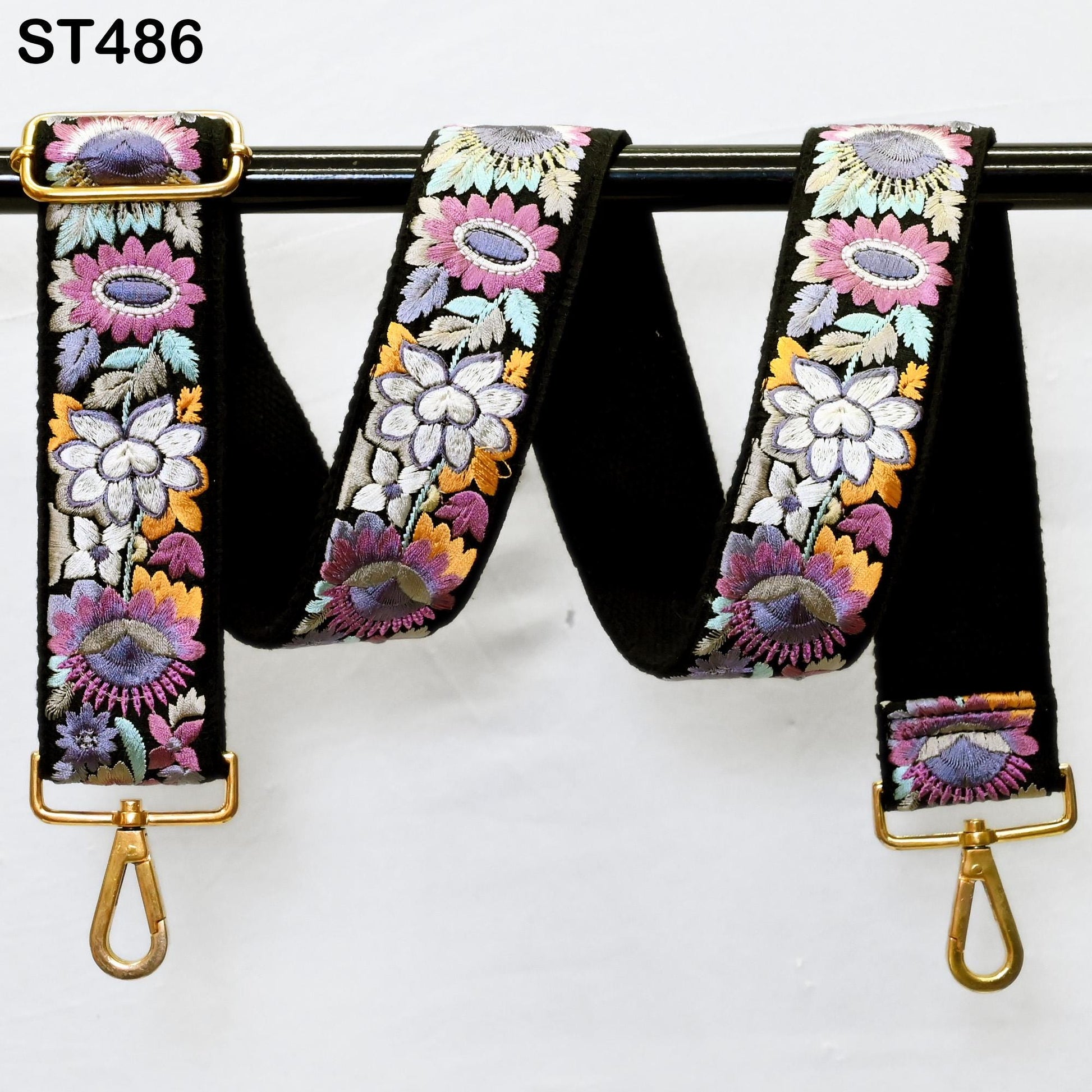 Embroidered Detachable Guitar Strap Crossbody Strap for Purses Bags Embroidery Replacement Messenger Strap Boho Tote Handbag Strap Gift Mom