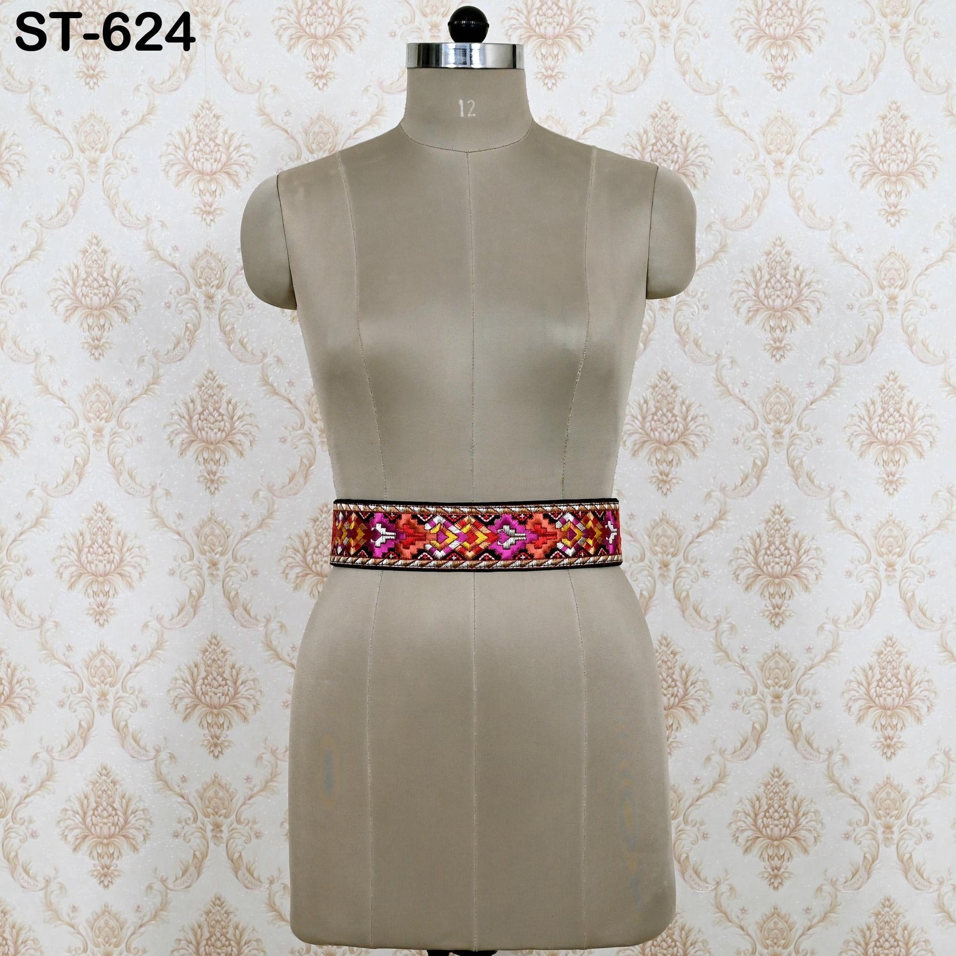 Reversible Embroidery Suede Leather Belt for Women, Bohemian Adjustable Obi Cinch Belt with Braided Ties, Wedding and Summer Dress Accessory
