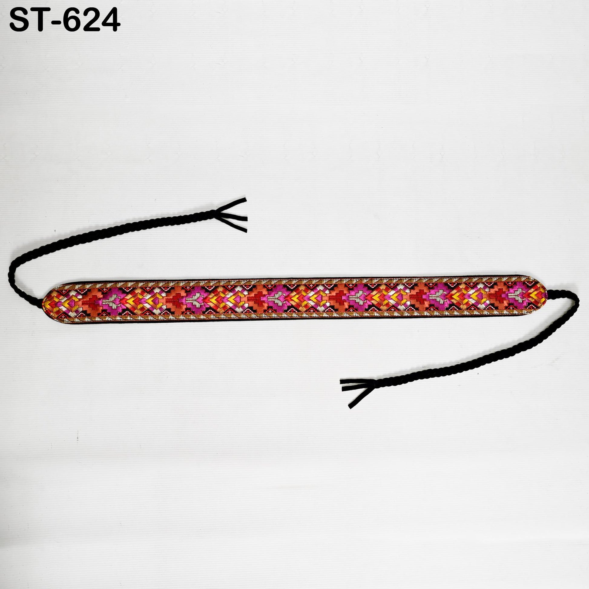 Reversible Embroidery Suede Leather Belt for Women, Bohemian Adjustable Obi Cinch Belt with Braided Ties, Wedding and Summer Dress Accessory