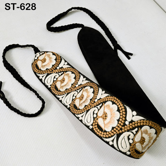 Embroidery Suede Leather Belt for Women Bohemian, Reversible Adjustable Ethnic Belt for Summer Wedding Dresses Unique Gift for Friend