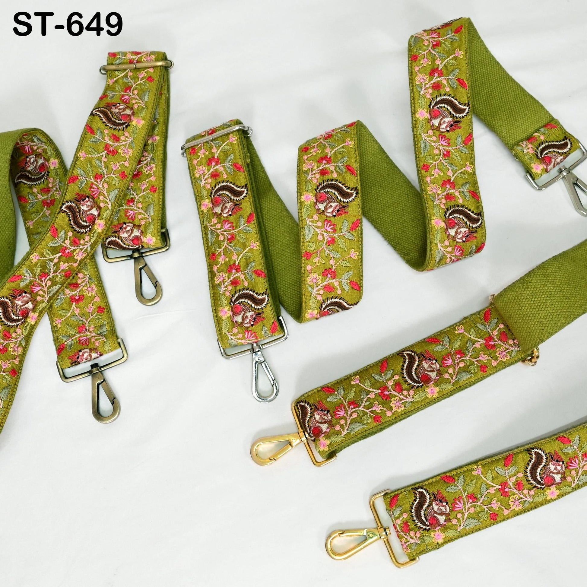 Green Embroidery Replacement Purse Strap Crossbody Strap for Purses Embroidered Boho Bag Strap Boho Guitar Strap Handbag Strap Gift for her