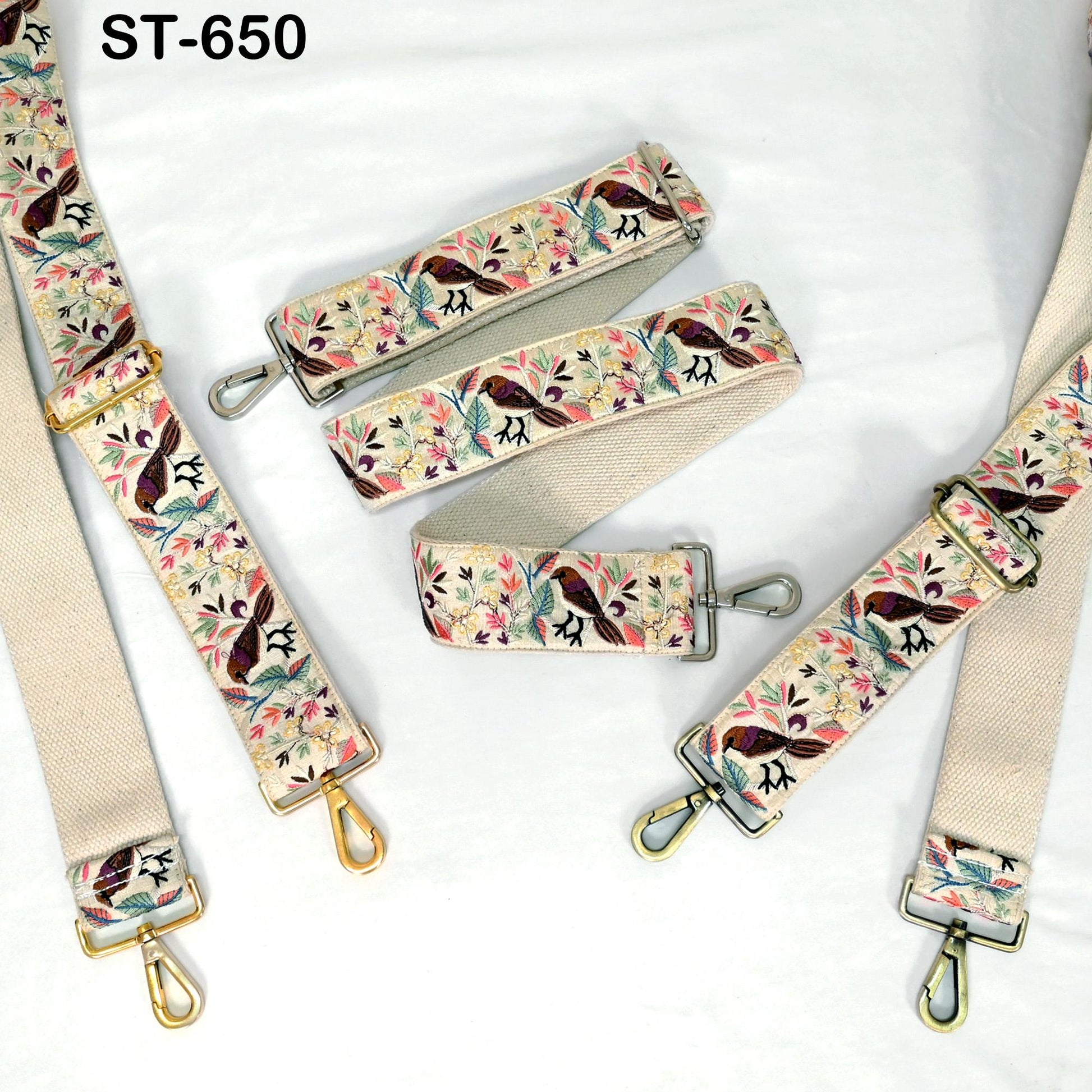Ivory Embroidery Replacement Purse Strap Crossbody Strap for Purses Embroidered Boho Bag Strap Boho Guitar Strap Handbag Strap Gift for her