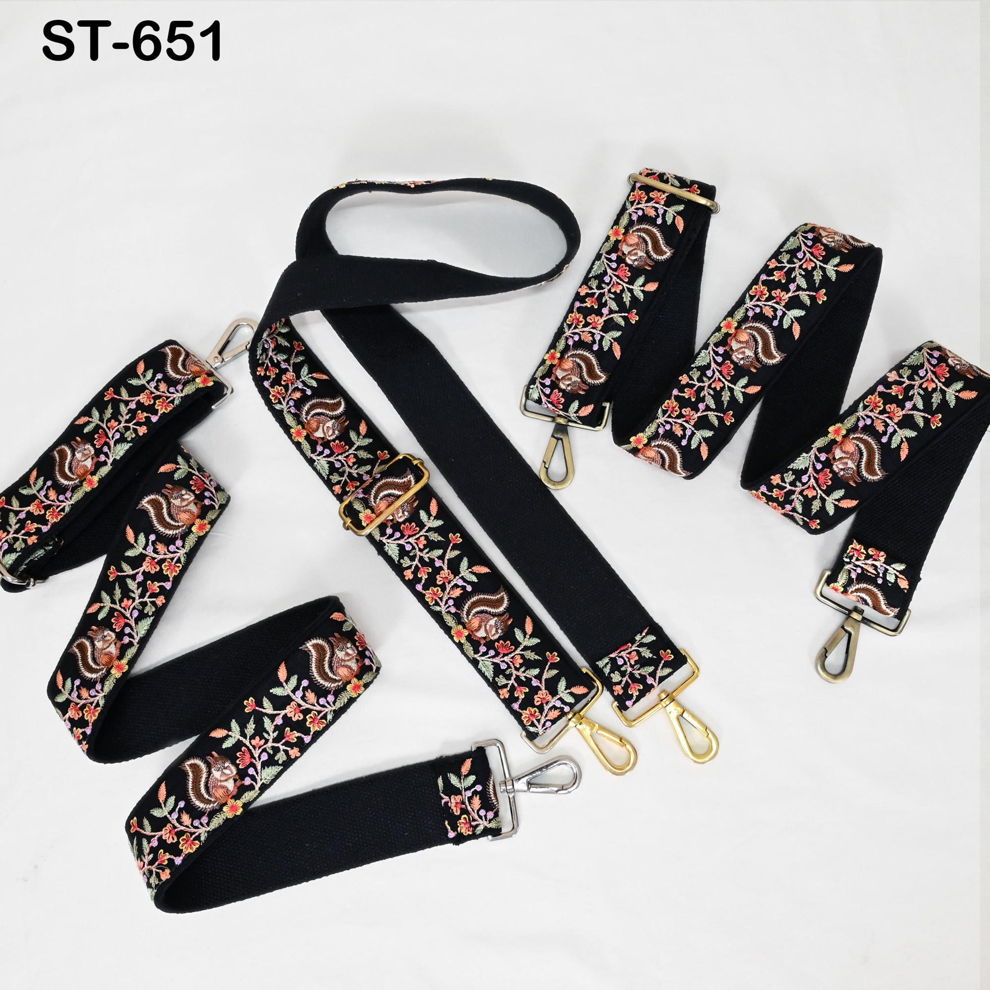 Black Embroidery Replacement Purse Strap Crossbody Strap for Purses Floral Embroidered Bag Strap Boho Guitar Strap Handbag Strap Gift Mom
