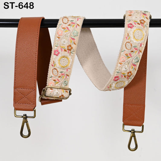 Replacement Crossbody Leather Strap Handbag Adjustable Strap Messenger Bag Shoulder Strap Purses Embroidery Brown Birthday Gift for Mother