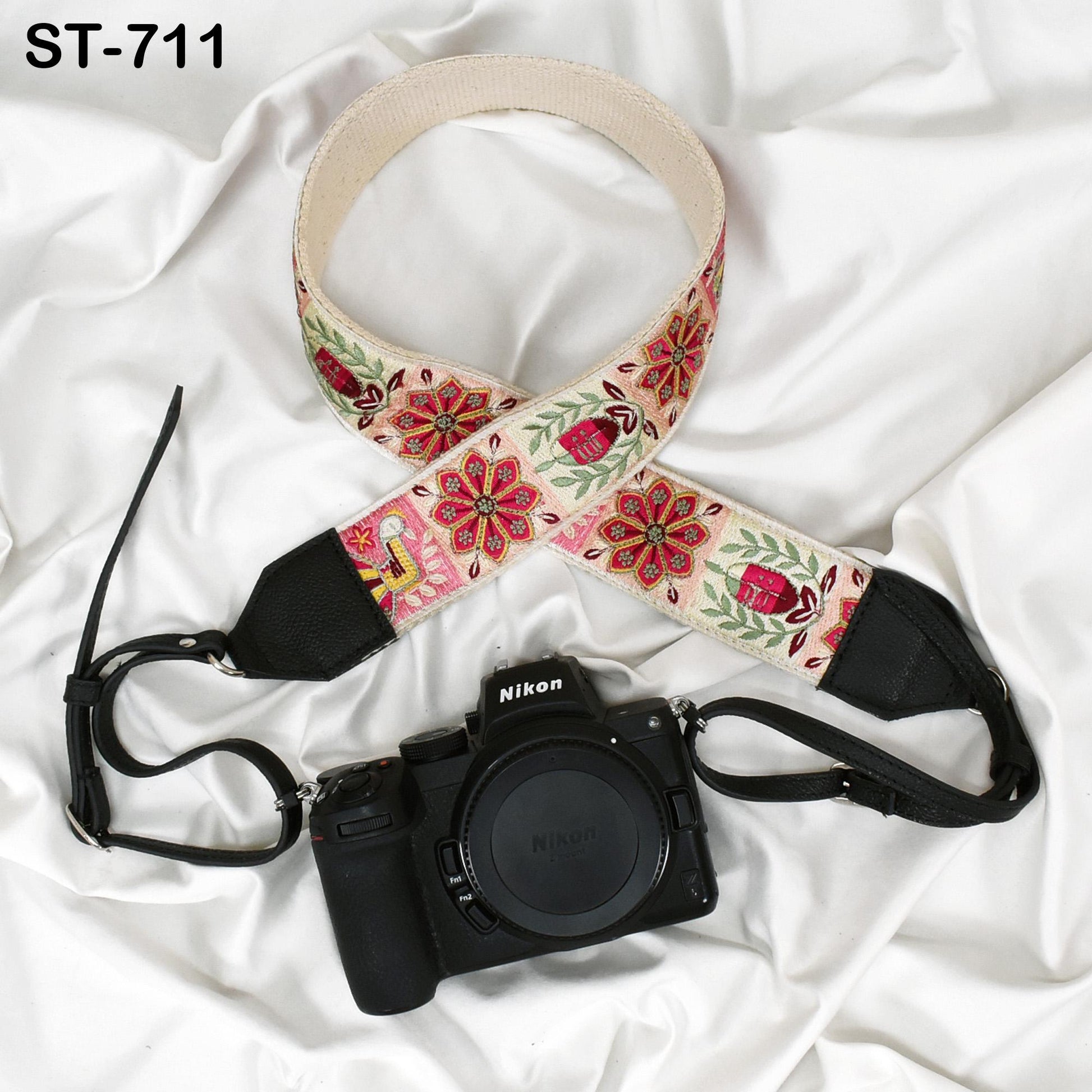Replacement Leather Camera Strap Gift for Daughter Photographers Adjustable Embroidery Shoulder or Neck strap DSLR Camera Accessories Black