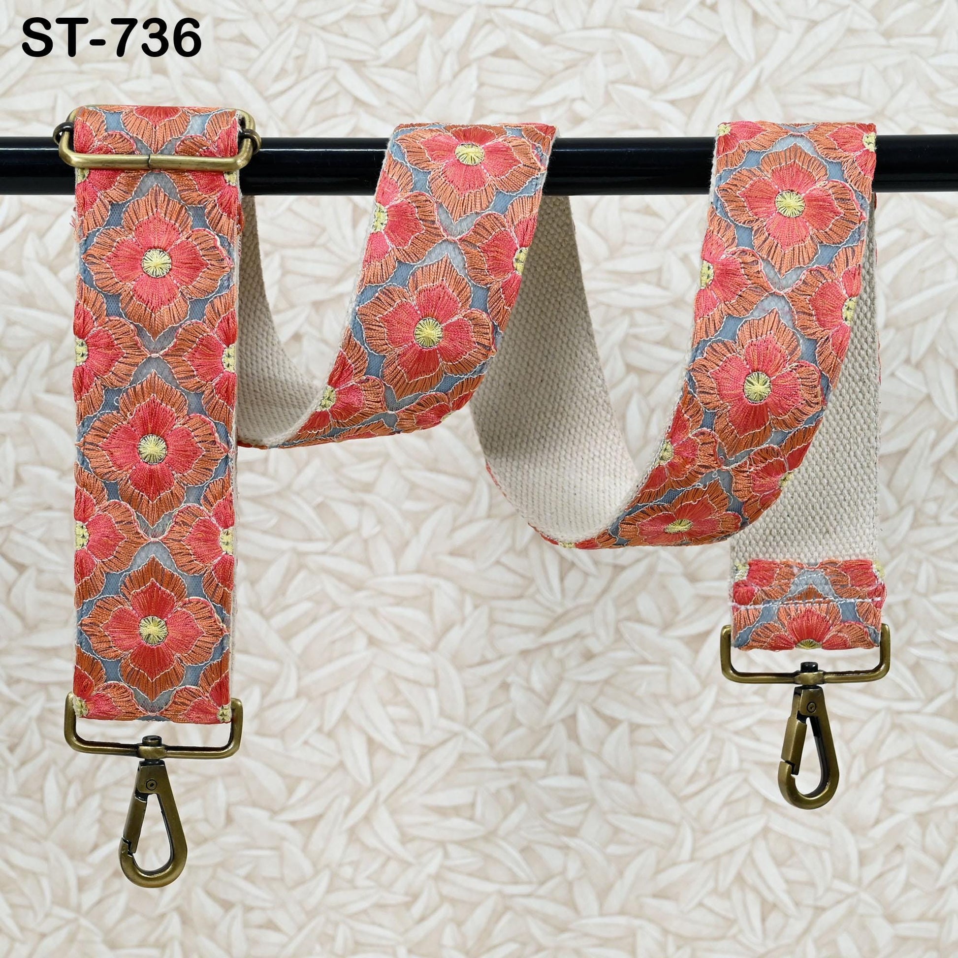 Embroidered Messenger Bag Strap Crossbody Strap for Purses Handbag Bag Strap Floral Embroidery Replacement Guitar Strap Gift Girlfriend, Mom