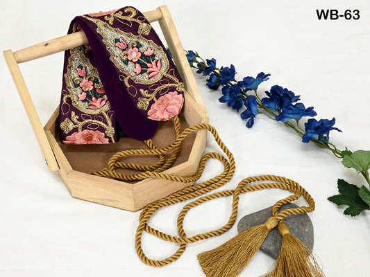 Wine Wedding Dress Sash Belt Bridal Reversible Embroidery Belt Summer Obi Wrap Women Adjustable Bohemian Ethnic Customized Gift Sister