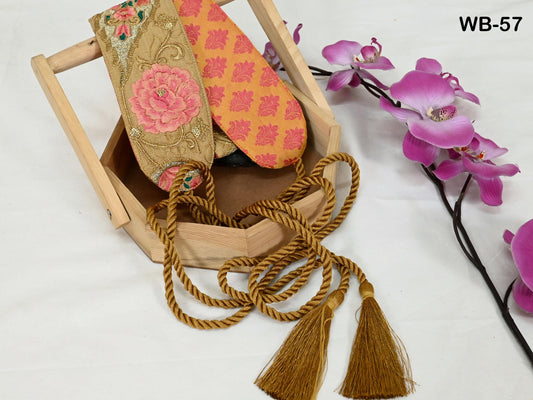 Tan Brown Wedding Dress Sash Belt Bridal Reversible Embroidery Belt Summer Obi Wrap Women Adjustable Bohemian Ethnic Customized Gift Mother